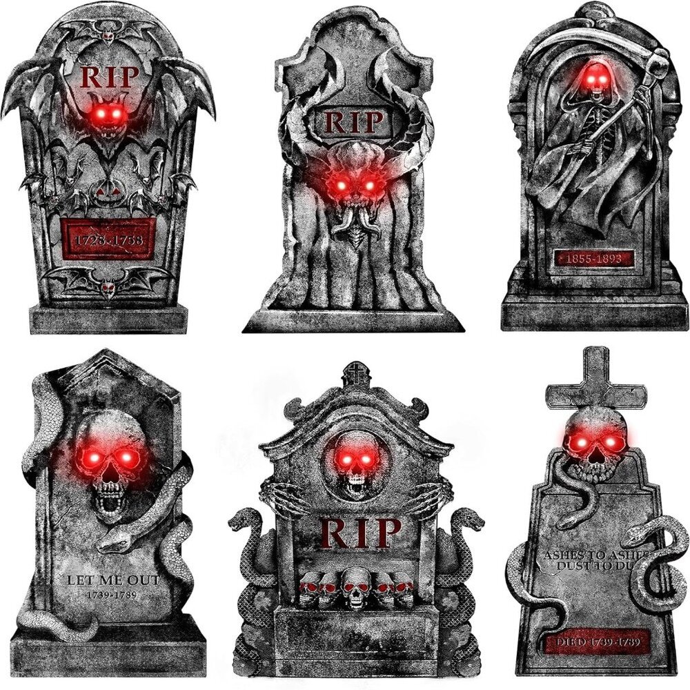 Outdoor Halloween Decorations Graveyard Tombstones: 6pcs Large Halloween Gravest